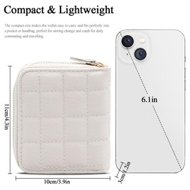 LJCZKA Women's Small PU Leather Wallet with Coin Compartment, Large Capacity, 8 Card Slots and 2 Compartments, White, Minimalist