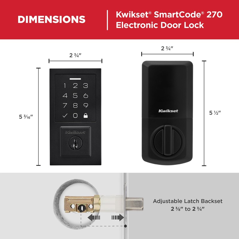 Kwikset SmartCode 270 Keyless Entry Electronic Touchpad Deadbolt Door Lock