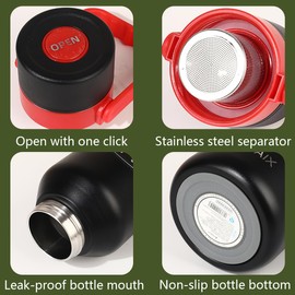 Reginsnow 67 oz Insulated Stainless Steel Water Bottle with Handle, Double Wall Vacuum Thermos, Leakproof & Portable for Travel & Sports - One-Click Lid - Green