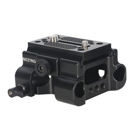 NICEYRIG Universal Base Plate Quick Release Camera Plate with 15mm Rod Clamp with 1/4 and 3/8 Inch Screw Hole, Rod Support, Quick Release Plate for DSLR Equipment, QR Plate, Easy to Put on and Take