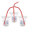 Fun Express Clear Patriotic Plastic Cups with Lids & Straws,