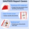 HAUTOCO 30 Pack Plastic Report Covers with 3-Prong Fasteners Clear