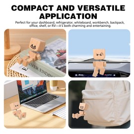 YOUSHEME Shaking Wooden Man, Shaking Wooden Man Figurine for Car Dashboard with 12PCS, Funny Cars Ornaments Wood Desktop Decor,Car Dashboard Accessories and Desk Decoration