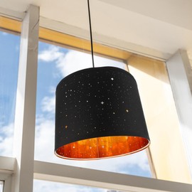 BESTOYARD Star Lamp Shade 13 x 10 Inch Drum Lampshade Star Drum Lamp Shades Black Etching Process Funky Lamp Shades for Table Lamps Light Shade Pendant Light Holder Replacement