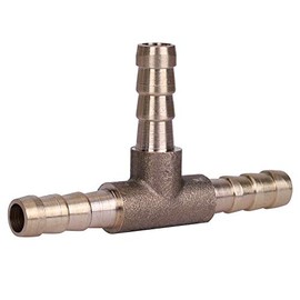 Barbed T Piece Gas Hose Connector Adapter Quick Release 3 Way Gas Connector Joiner Fuel Line Brass T Piece for Fuel Air Water Gas Oil(6mm)