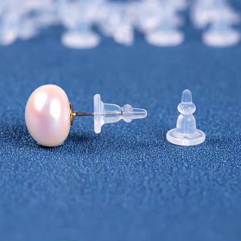Clear Silicone Earring Backs, 50 Pack Hypoallergenic Replacement Stoppers for