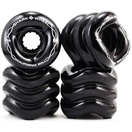 Shark Wheel 60 mm 78a, Skateboard Cruising Wheels, California Roll, Black, Set of 4 Wheels
