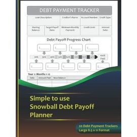 Snowball Debt Payoff Planner | Organiser to help you pay off your Debts, Loans and Credit Cards | Simple Debt Payoff Trackers | Includes a 3 year / 36 ... Green Brown and Gold Cover design
