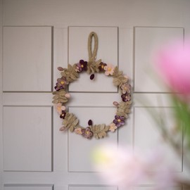 Èn Gry & SIF Felt Door Wreath Flowers & Flowers I Decorative Wreath Delicate Colours I All Year Round I Handmade Spring Wreath I Diameter 25 cm