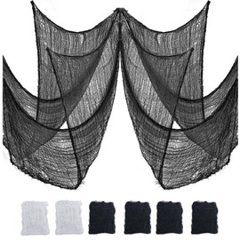 5pcs Halloween Creepy Clothes, 30x72 inch Scary Halloween Decorations, Halloween Horror Decoration Gauze, Houses Halloween Party Doorway Outdoor Decoration (4 Black & 2 White)