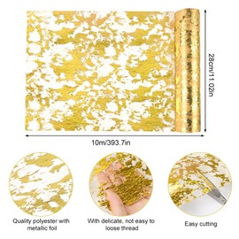 AUAUY Gold Table Runner, 10M*28CM Metallic Foil Table Runner Tulle Roll, Sequin Table Runner for Gift Floral Wrapping DIY, Gold Table Decoration for Party, Wedding, Birthday Party, Christmas
