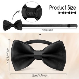 Bluckincle Black Bow Tie,Black Bow Ties for Men,Halloween Bowtie,Clip on Bowtie Adjustable,Bowties Men,Men's Ties Classic Costume,Halloween Costumes,Bus Driver Wedding Fathers Day Retirement Gifts