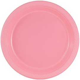 JAM PAPER Round Plastic Party Plates - Medium - 9 inch - Baby Pink Pastel - 200/Box