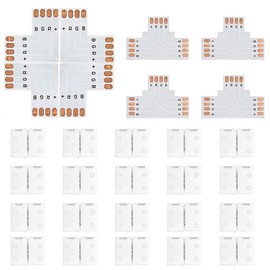 CEWROM LED Strip Connector 4 Pin, 20 Pieces 8 mm 4-Pin LED Strip Corner Connector L Shaped, LED Quick Connector for 8 mm Width 3535 RGB LED Strips, LED Strip Flexible Connection Cable