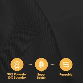 BRILLMAX 6 Pack Black Fitted Spandex Table Covers - 8ft Stretch Tablecloths for 8 Foot Rectangle Folding Cloths Rectangular Bulk Linen Fabric Elastic for Wedding Reception Banquet Birthday Party
