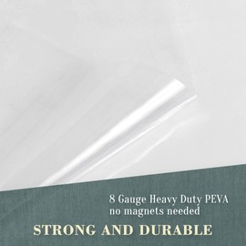 No Hook PEVA Shower Curtain or Liner - 8G Heavy Duty Clear Bathroom Shower Curtain No Hooks Required, Waterproof Plastic & PVC Free, Standard Size 71 x 74, Clear