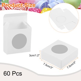 sourcing map 60Pcs Kraft Soap Boxes for Homemade Soap, 3" x 3" x 1.2" Mini Kraft Treat Boxes with Clear Window Candy Cookie Gift Boxes for Party Favor Treats Packaging (White)