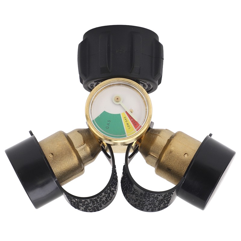 2 Way Propane Gas Splitter Brass POL to Qcc1 Y