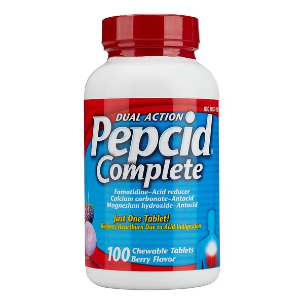 Pepcid Complete Acid Reducer & Antacid Chewable Tablets Berry Flavor HjskTr 1Pack (100 CounT Total )