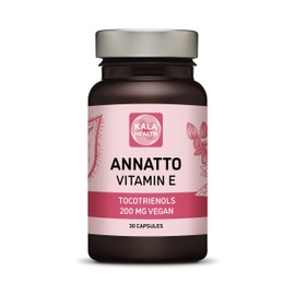 Annatto Tocotrienols Vegan Kala Health Vitamin E Supplements, Tocopherol Free, Eannatto Capsules Without PAH's and contaminants - Improved from Deltagold - 200mg - Non-GMO & Antioxidant (30)