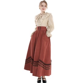 Fiamll Renaissance Costume Victorian Dress Women's Medieval Dress Vintage Ball Dress Women's Victorian Blouse with Renaissance Maxi Skirt, red