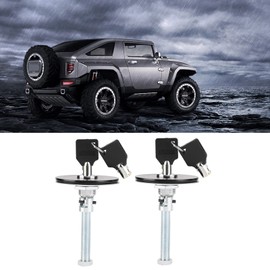 Hood Lock Kit, Aluminum Alloy Car Universal Engine Hood Cover Lock Key Pin Kit Safety Pin with Keys Car Front Hood Cover Lock Compatible with Professional Rally Cars (Black)