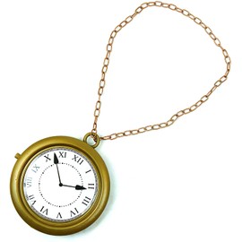 Skeleteen Jumbo Gold Clock Necklace - White Rabbit Clock, Hip Hop Rapper Clock - 1 Piece