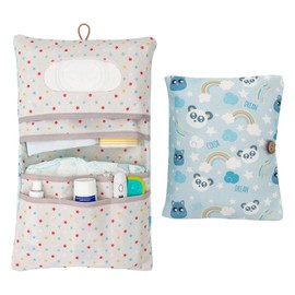 LAINIKE Nappy Bag Organiser and Cosmetic Bag 2-in-1 Nappy Bag Small Changing Bag Organiser Baby Nappy Bag for Mother on the Go (Panda)