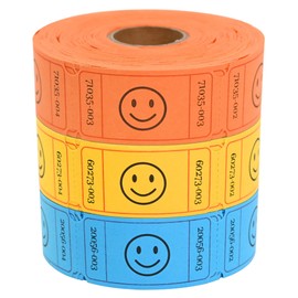 L LIKED 1500 Raffle Tickets Roll, 3 Assorted Colors, 1x2 Inch Smile Ticket for Events, Entry, Class Reward, Parties, Giveaways & Prizes (Yellow, Orange, Blue)