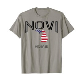 Novi Michigan MI Throwback Retro USA Flag T-Shirt