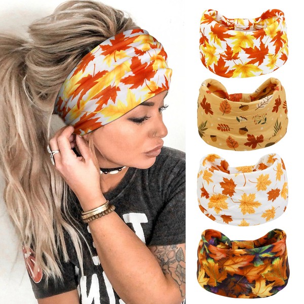 Huachi 4 Packs Fall Headbands for Women Autumn Thanksgiving Hair