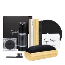 SpinArt Vinyl Record Cleaner Vinyl Record Cleaning Kit 8-in-1,Includes Soft Velvet & Microfiber Brushes, LP Cleaning Solution, Turntable Stylus Gel, Microfiber Cloth, Label Protector & Storage Box