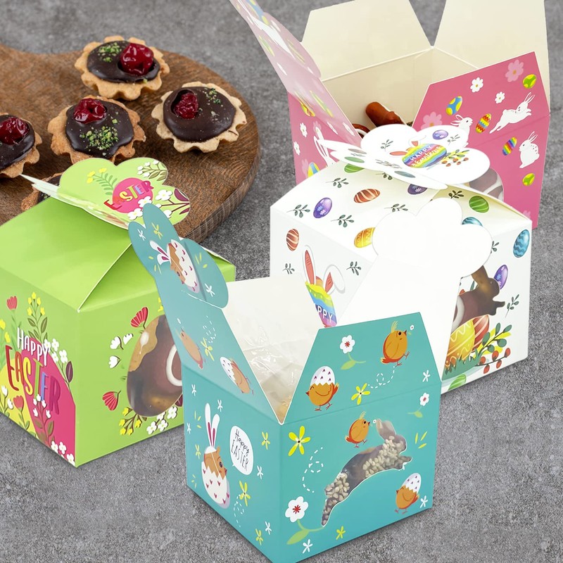 12pcs Easter Treat Boxes Happy Easter Gift Boxes Bunny Eggs