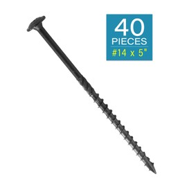 #14 x 5" Black IMScrews Wood Deck Screws - T30 Star Drive with Large Washer Head - Rust-Resistant Outdoor Deck Screws for Timber, Log, and Landscaping Wood Projects Pack of 40