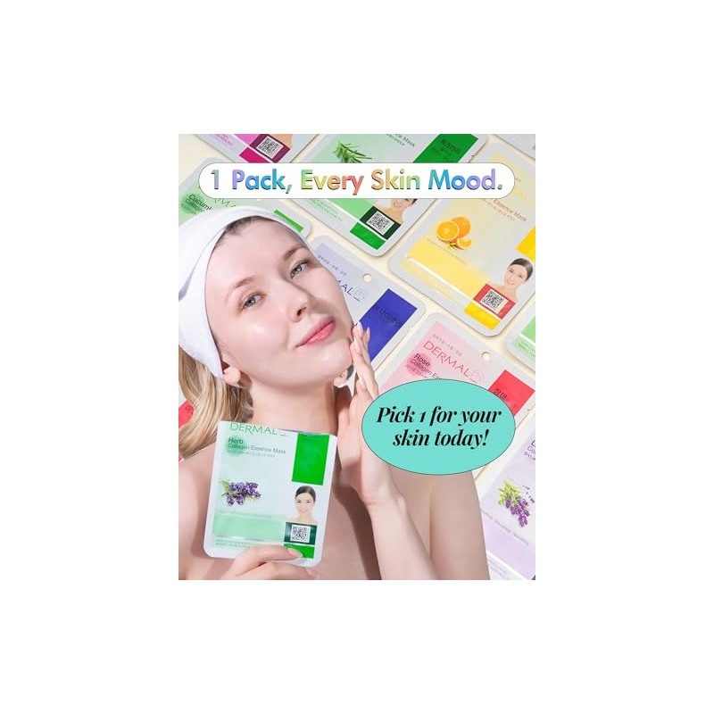 DERMAL Collagen Essence Full Face Facial Mask Sheet (39 Combo