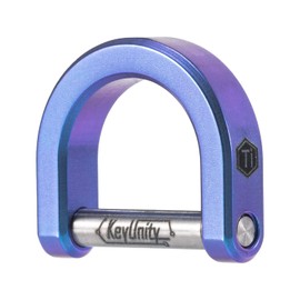 KeyUnity KA17 - Llavero de titanio en forma de U, cierre de herradura para llavero de coche, llavero organizador de llaves de cuero (Azul, M)