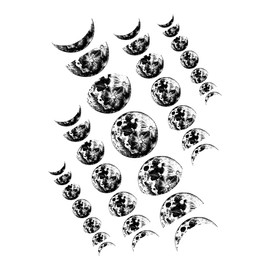 SanerLian Moon Phase Planet Temporary Tattoo Sticker Black Waterproof Adult Men Women Arm Hand 15X11cm Set of 4 (SF163)