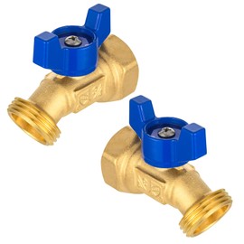 2-Pack HeSun Outdoor Hose Bibb Faucet/Valve,1/4-Turn Garden Spigot,3/4" Female NPT Inlet x 3/4" Male Hose Thread (GHT) Outlet,Blue(SILLCOCK042-2)