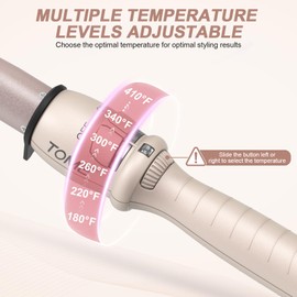 ToMe Curling Wand, Professional Ceramic 1/2-1 Inch Tapered Hair Curling Iron, Adjustable Temperature with 12 Heat Setting (180 to 410F), Dual Voltage Instant Heating Hair Wand Curler for All Hair Type