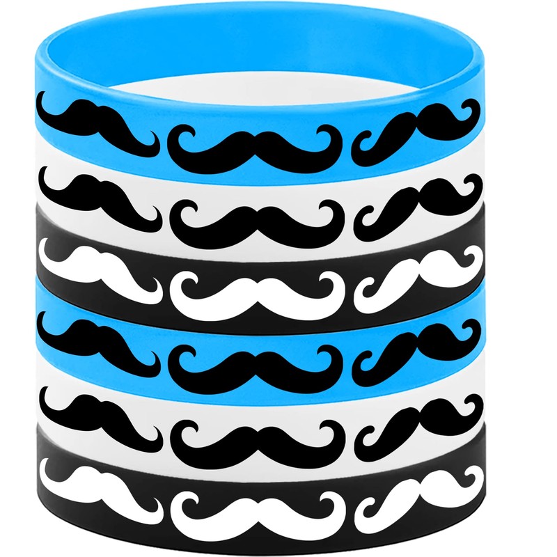 CupaPlay 48PCS Moustache Rubber Bracelets Party Favors-Moustache Silicone Wristbands Party