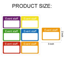300 PCS Event Staff Name Tag Stickers 2×3 inch Colorful Name Tag Labels Self Adhesive Event Staff Tags for Sporting Events Concerts Festival Business Conferences Meetings