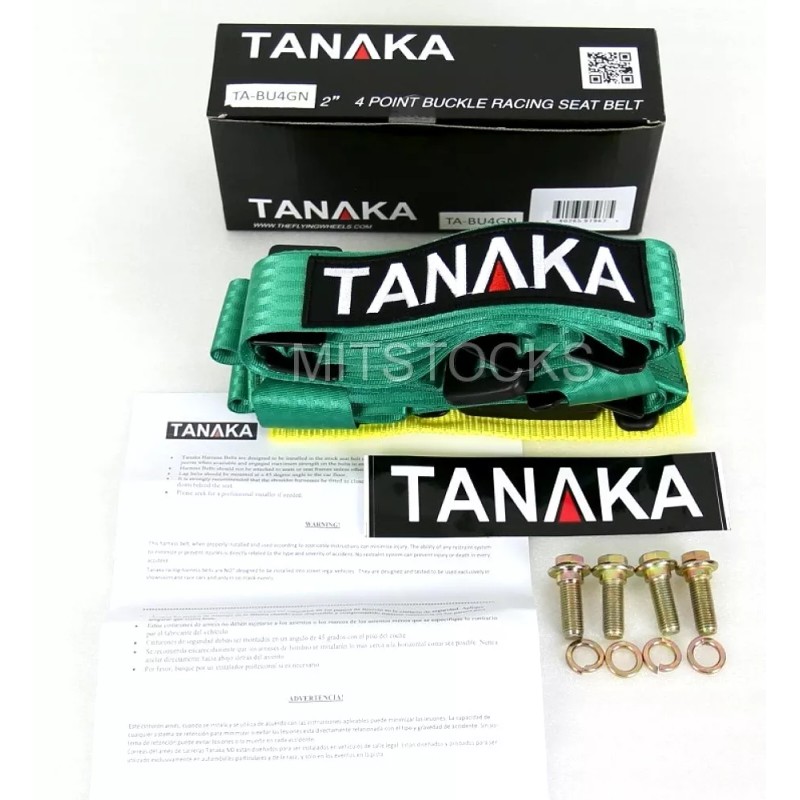 TANAKA 2 X TANAKA UNIVERSAL GREEN 4 POINT BUCKLE RACING