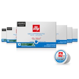 Illy Coffee K Cups - Pods For Keurig Machines – Classico Decaf Roast – Notes of Caramel - Mild, Flavorful & Balanced Flavor - No Preservatives – 10 Count, 6 Pack