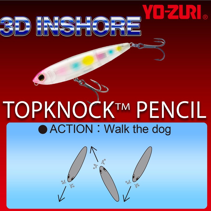 YO-ZURI Salt Lure 3D Inshore Top Knock Pencil, 4.9 inches