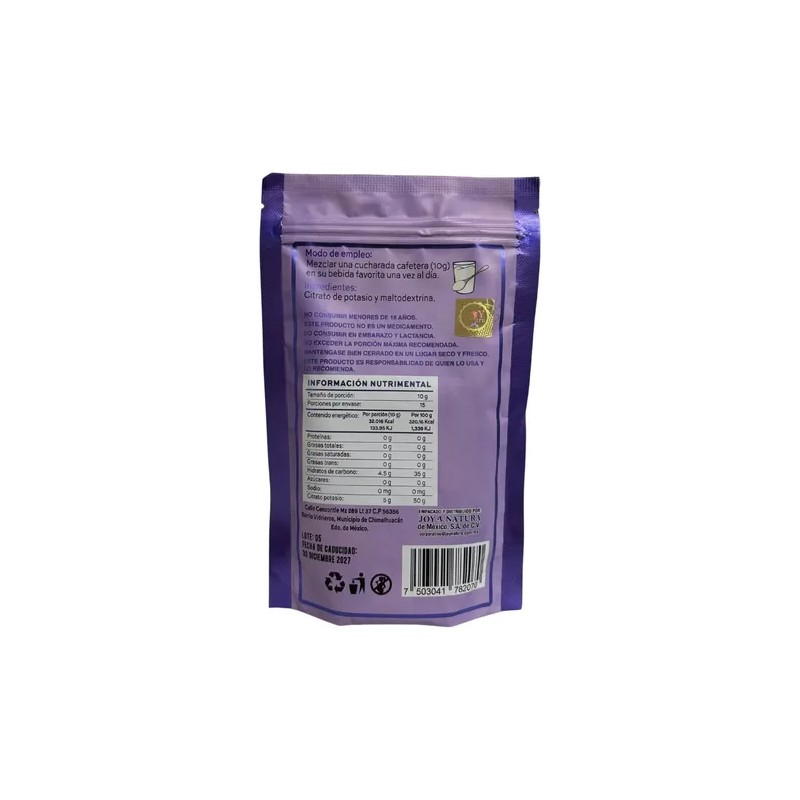 Citrato De Potasio Puro 150g Joy Natura Sabor Natural