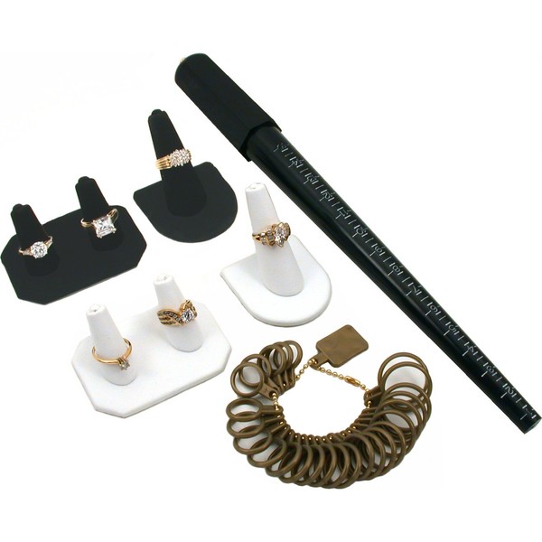 FindingKing 6 Piece Jewelers Ring Display Set - Mandrel, Gauge