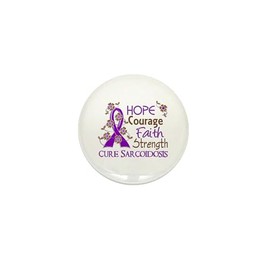 CafePress Hope Courage Faith Sarcoidosis Shirts 1" Round Mini Button
