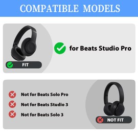 Adhiper Replacement Earpads Cushions for Beats Studio Pro Wireless Headphones,Studio Pro Ear Pads,Ear Cushion with Soft Protein Leather（Black）