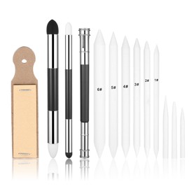 simarro 13Pcs Mixing Pens, Art Mixer, Mixings Sponge Pen and Sandpaper Pencil Sharpener, Mixing Sticks for Drawing, Shading Pencils for Sketching, for Artists Drawings Hobby, Charcoal Sketch Drawing