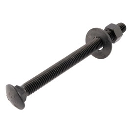 5/8 in. x 6 in. Black Carriage Bolt Kit Includes 12 Bolts, 12 Washers, and 12 Nuts, Ceramic Black Ruspert Coated for Exterior Use - 2X Rust Resistance of Galvanized by Makers Bolt